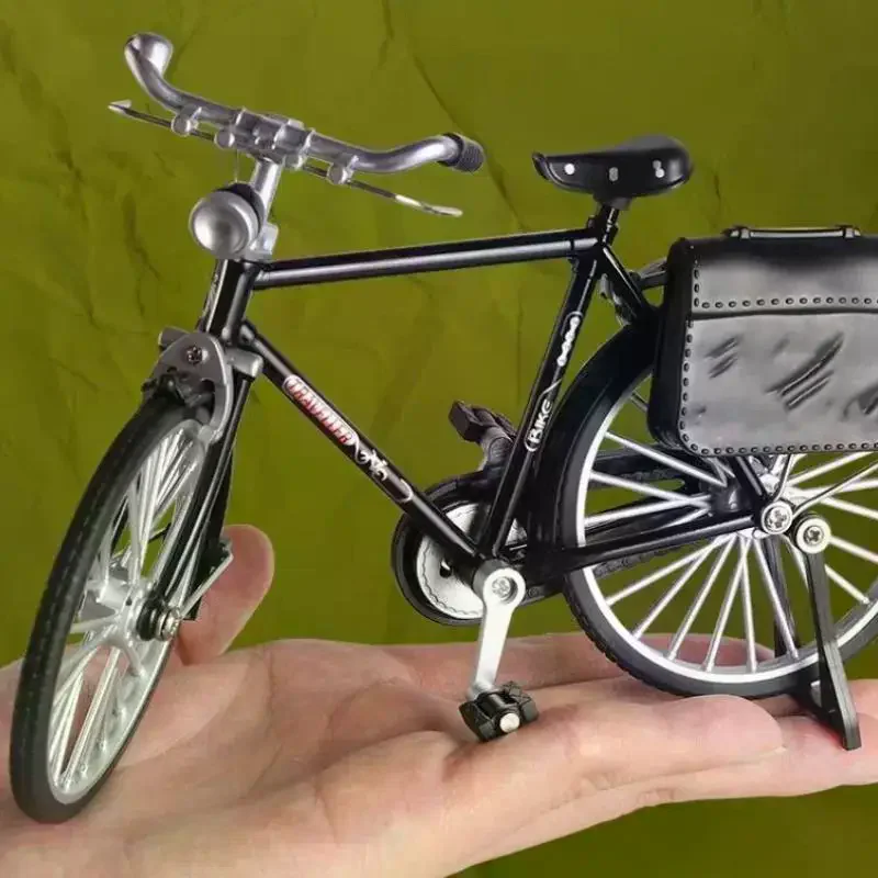 1 Set Simulation Collection Gifts 1:10 Model Mini Retro Alloy Bicycle Diecast Mountain Metal Bike With Inflation Pump Toys