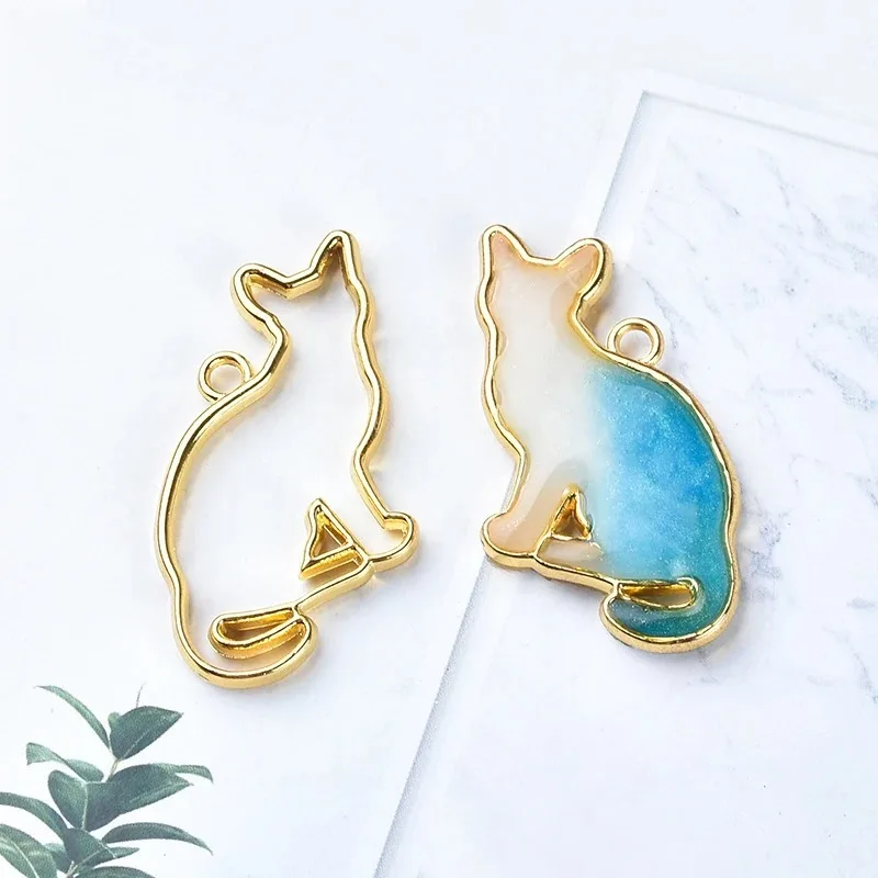 5 stücke Katze Grenze Form Harz Formen Silikon Geometrische Hohl Metall Rahmen Lünette Epoxidharz Formen Anhänger Für DIY Schmuck Machen