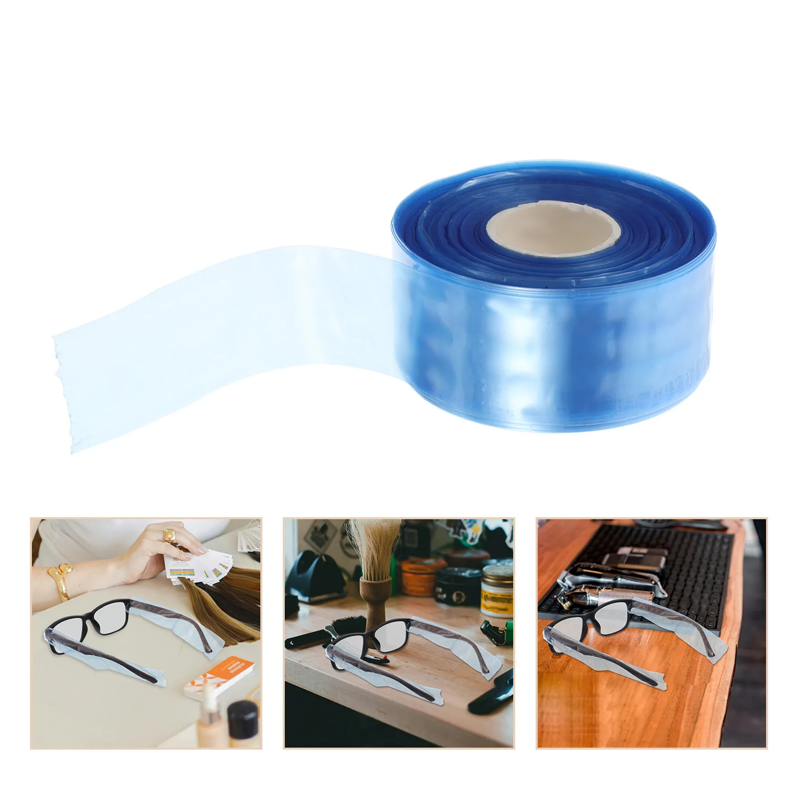 Eyeglass Protector Covers 1 Roll PVC Hair Coloring Sleeves for Eyeglasses Temples Salon Use Universal Fit Stain Prevention Blue