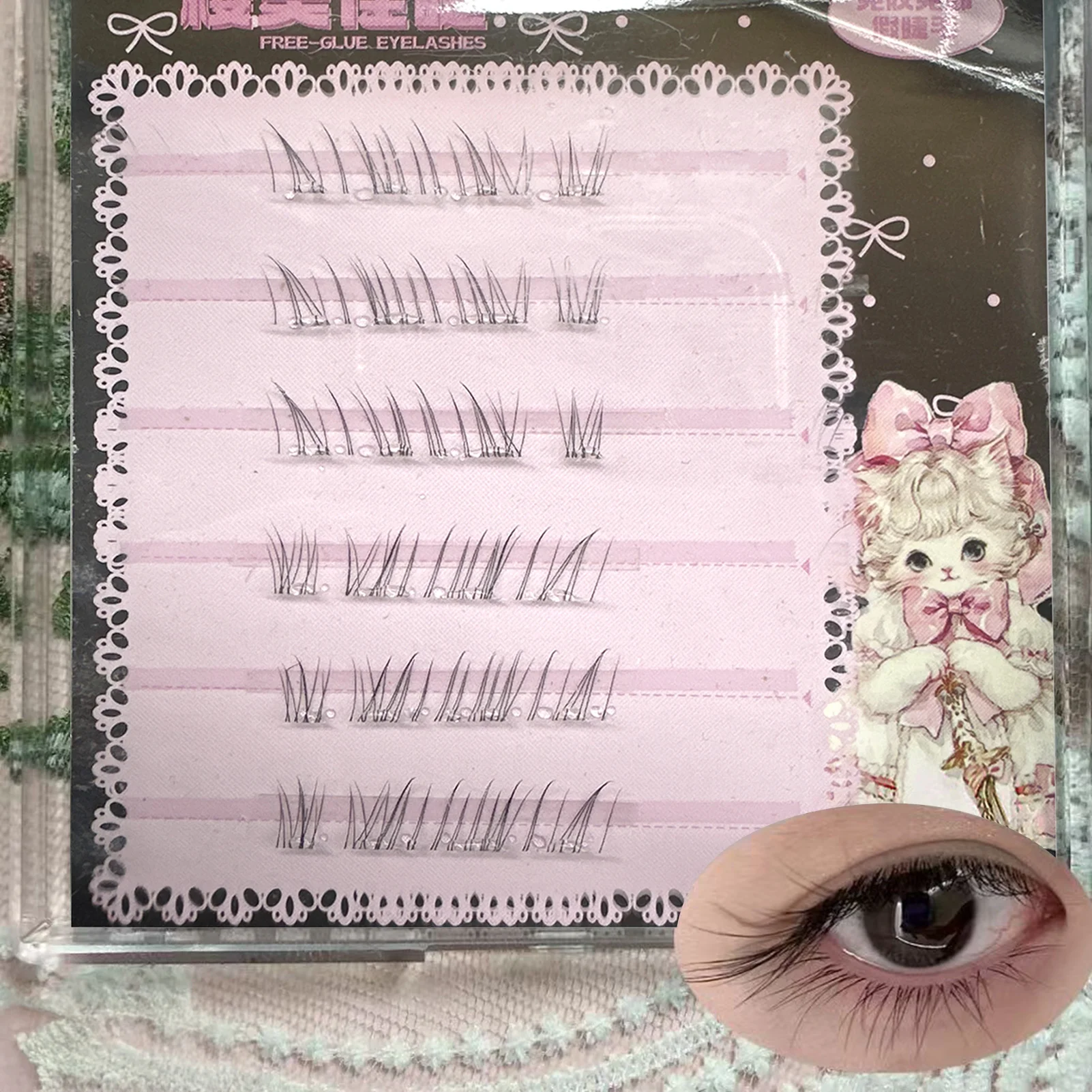 接着剤不使用の下まつげクラスター 5-7 ミリメートル DIY セグメント化されたナチュラル下まつげマンガ下まつげ自己粘着まつげメイクアップツール