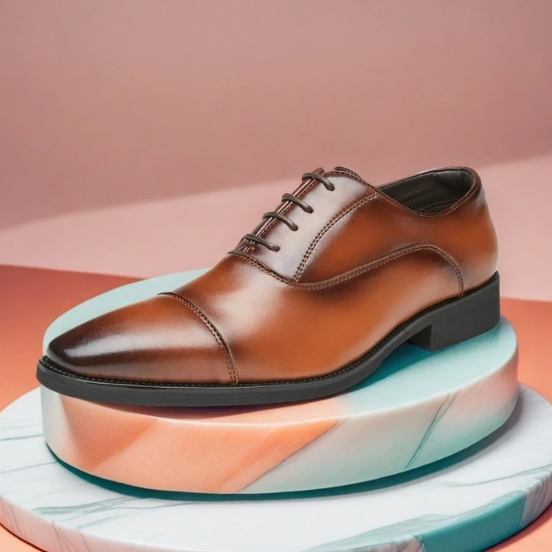 

Классические деловые туфли из воловьей кожи, мужские деловые модельные туфли, мужские элегантные оксфорды на резиновой подошве на шнуровке