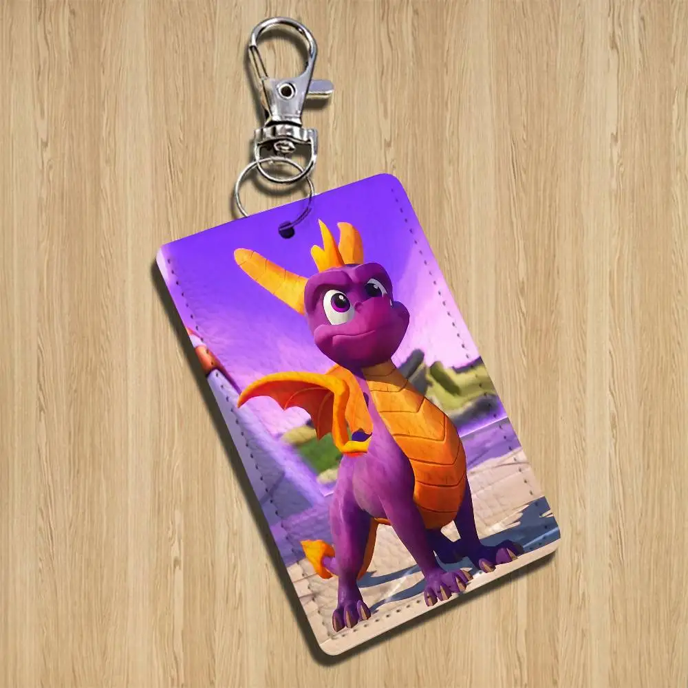 game Spyro the Dragon Sparx Leather Keychain Badge Holder with Lanyard - ID/Access Card Holder, Key Ring Accessory, Gift Option view 5