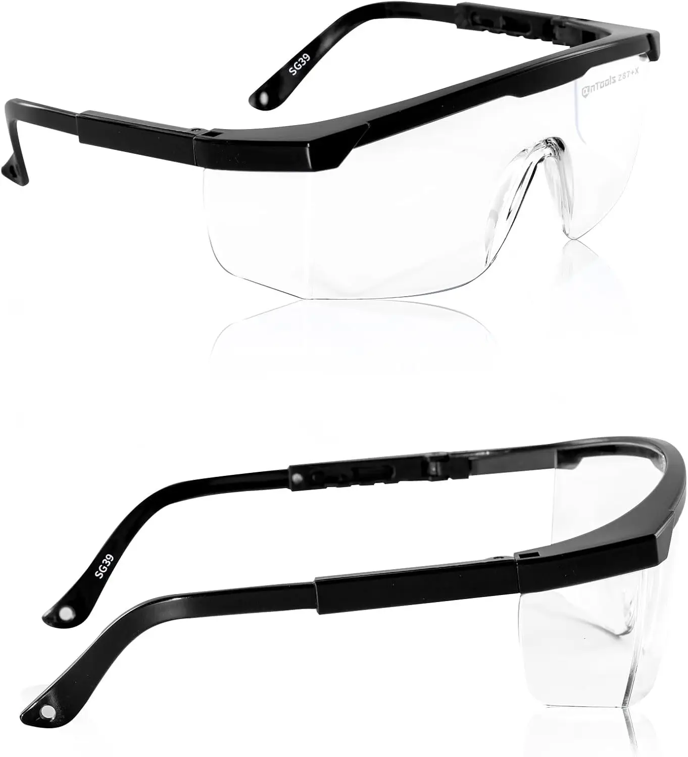 

2 Pack Clear Safety Glasses, Anti-Fog, Scratch-Resistant, Adjustable Temples for Lab Protection