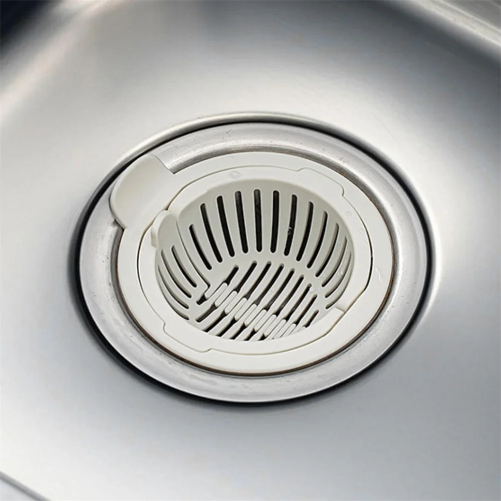 Kitchen Sink Drain Strainer Press with Handle Automatic Dumping Basket Multi-functional Use Filter Net Leakage-proof Drain Baske