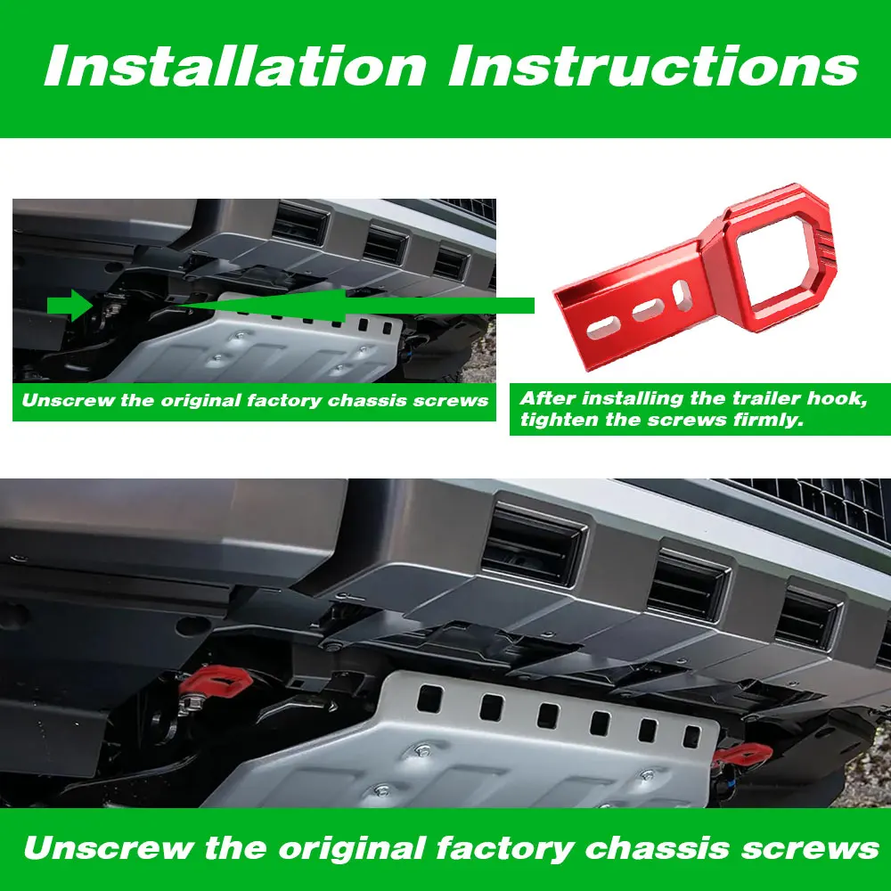 Heavy Duty Red Front Bumper Tow Hooks Fits for Toyota Tacoma 2024 2025 2026 / 4Runner 2025-2026 / Ford F150 2009-2023