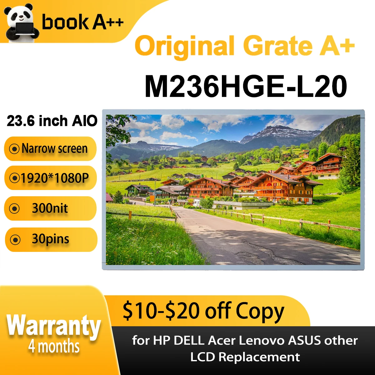 

23.6" NEW Original Screen M236HGE L20 M236HGE-L20 FHD 1920*1080 LVDS 30pin