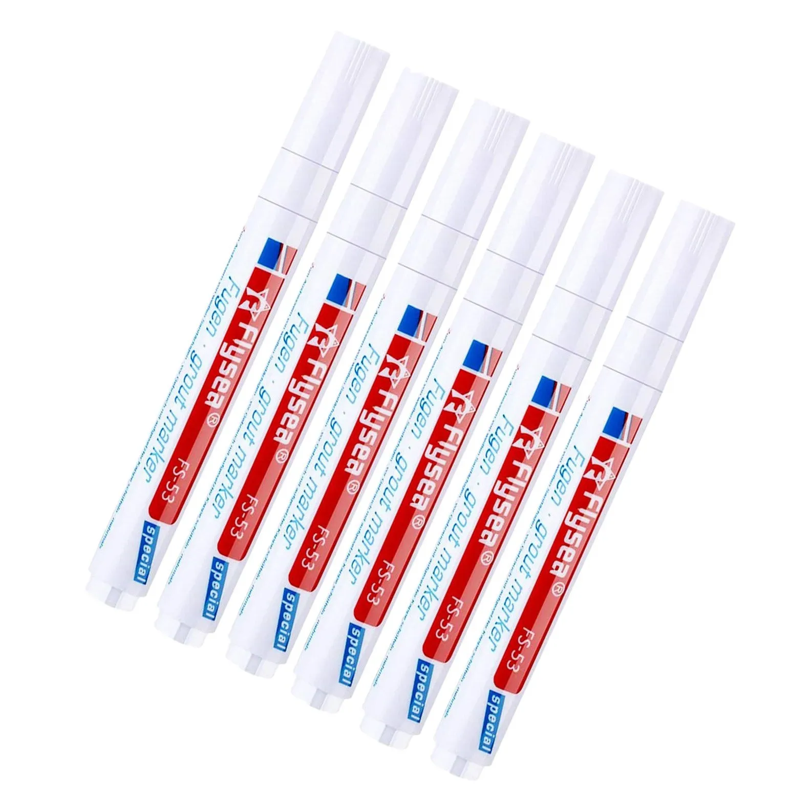 Flysea 6 Pcs Tile Pen Wall Grout Restorer Pen Repair Marker Grout Filler Pen for Restoring Tile Grout Wall Floor Bathrooms A