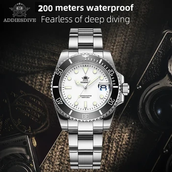 Addiesdive relógio de pulso de quartzo masculino 200m à prova dwaterproof água mergulho moldura cerâmica luminosa 316l aço inoxidável 41mm relógio masculino