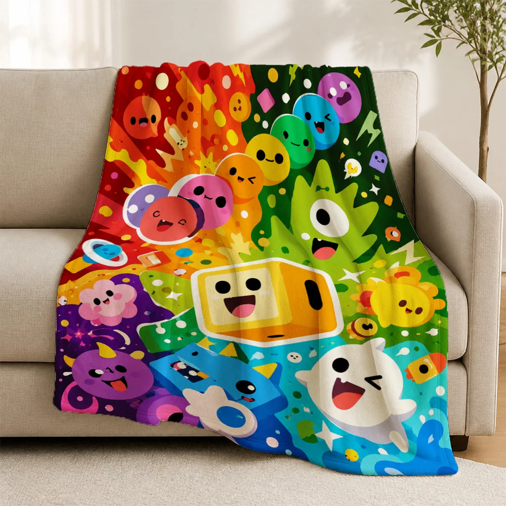 Vibrant Cartoon Throw Blanket Sofa Throw Cozy Microfiber Decor Gift Living Room Pop Art Kids Novelty Bright