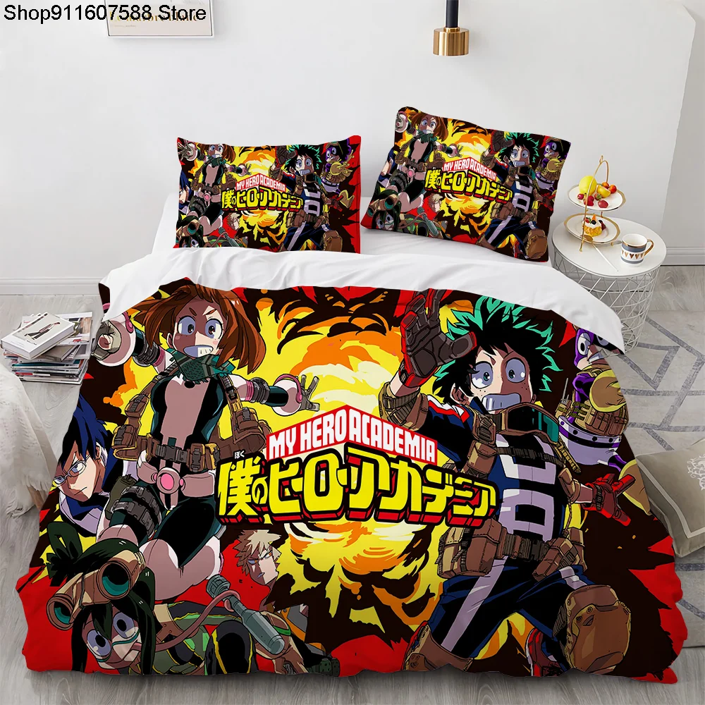 Parure de lit japonaise My Hero Academia, Anime Todoroki Shoto King Queen, housse de couette Double, décoration de maison, accessoires de chambre à coucher