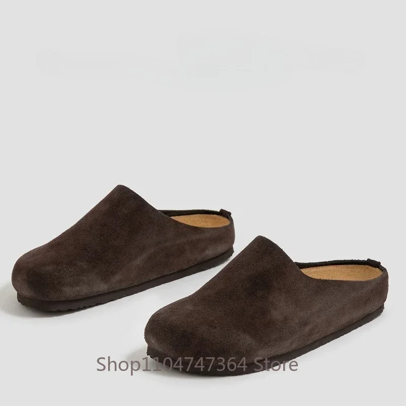Handmade Retro Genuine Leather Casual Slip on Slipper Men's Designer Luxury Fashion Sandals Male Summer Work Outdoor Beach Shoes