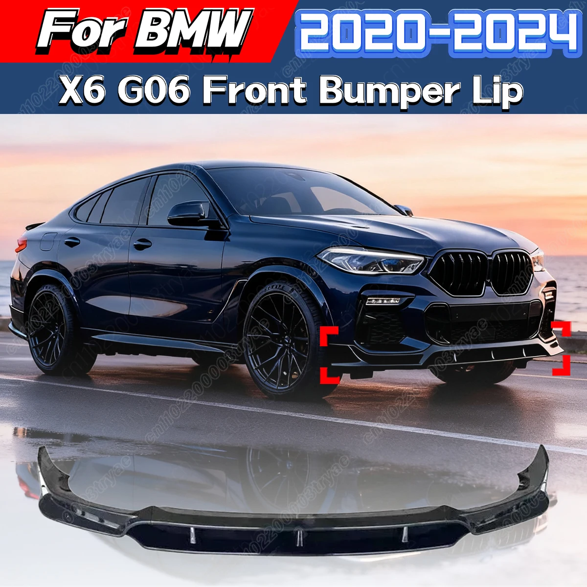 For BMW X6 G06 M Sport 2020 2021 2022 2023 2024 Automotive Front Bumper Lower Lip Protector Spoiler Lip Splitter Body Trim Kit