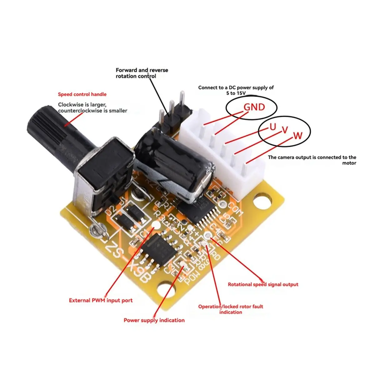 A40I 3-Phase Brushless DC Motor Drive Module 5V-12V 15W Motor Speed Controller Module Brushless Inverter