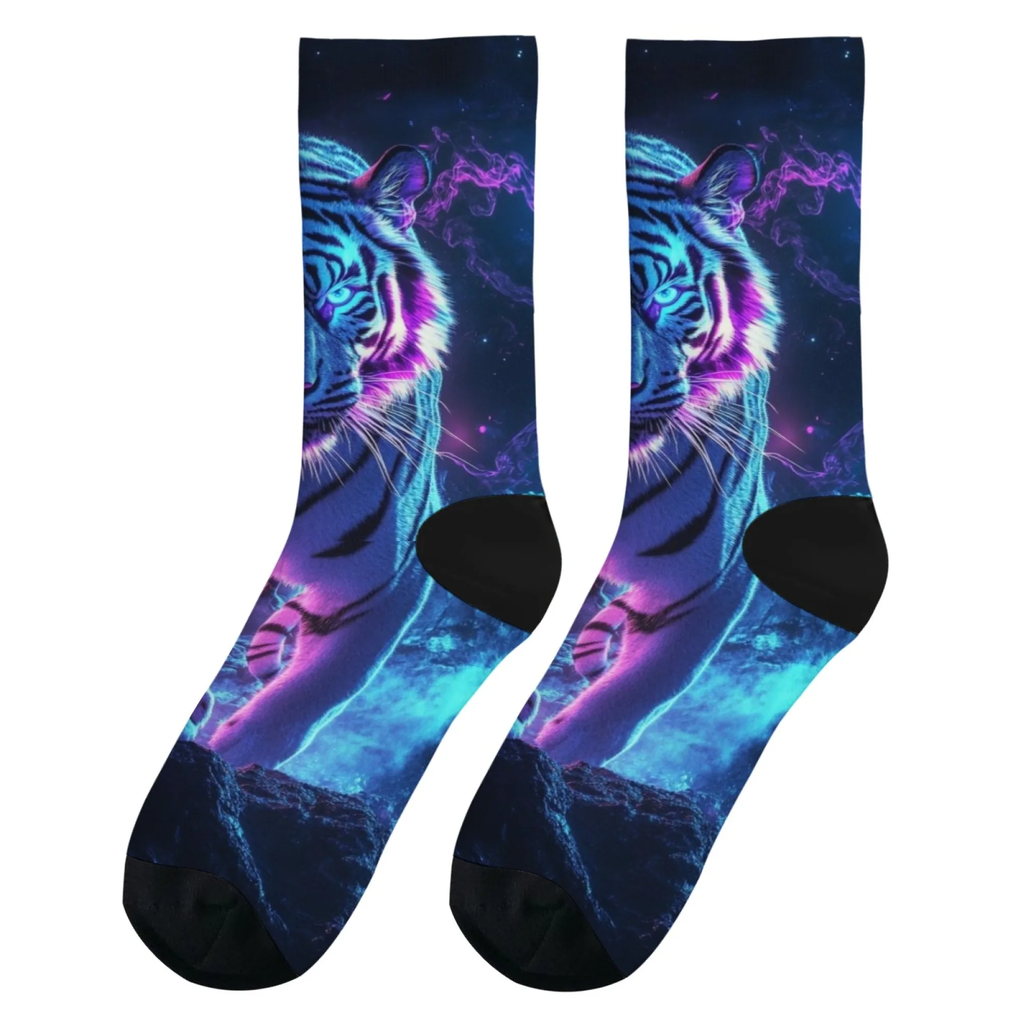 ความแปลกใหม่Neon Tigerถุงเท้าผู้ชายHarajuku Retroสไตล์Happyถุงเท้าตลกStreet Hip-Hopแนวโน้มบุคลิกภาพถุงเท้าอุปกรณ์เสริมของขวัญ