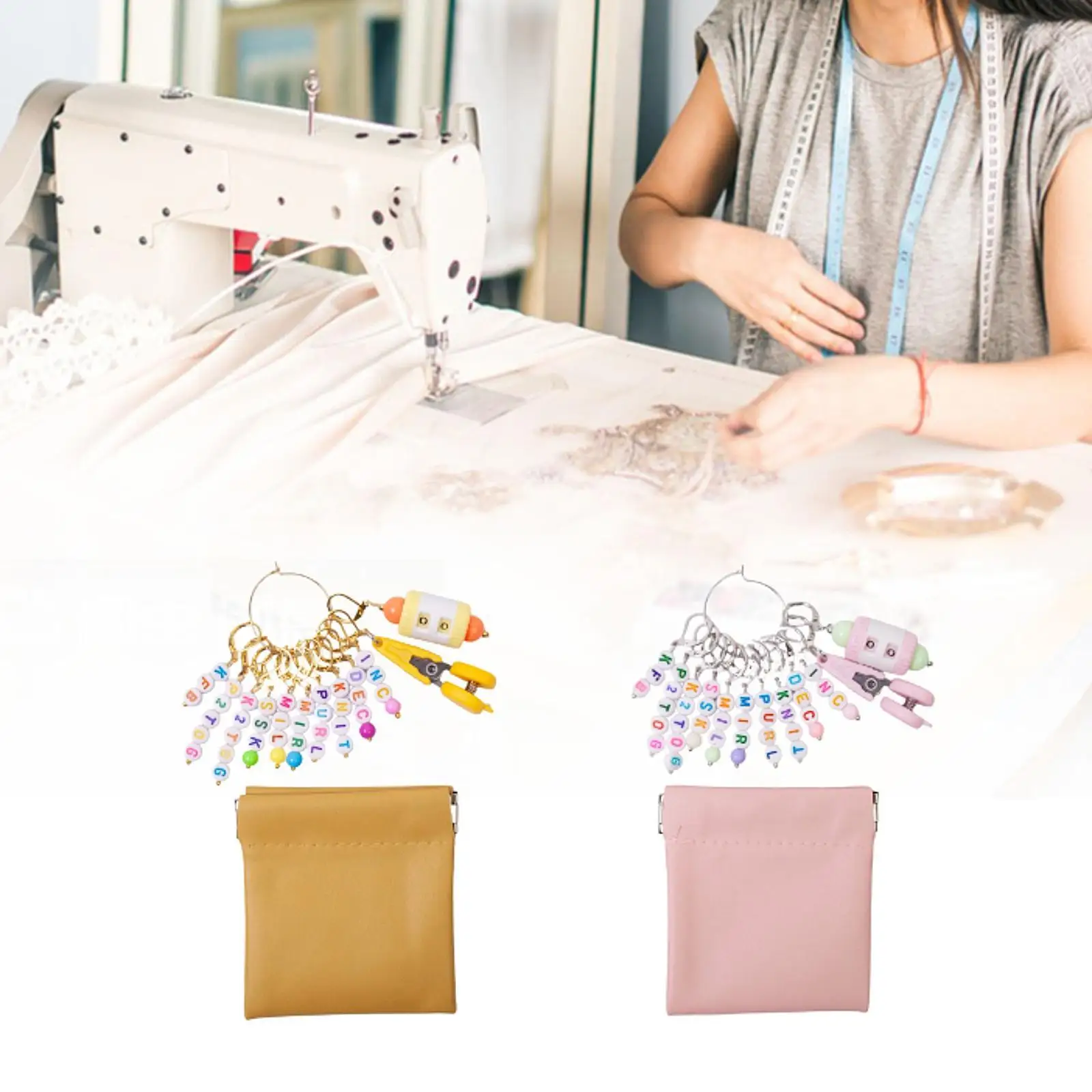 Letter Stitch Markers with Scissors Handmade for Sewing Crochet Weaving