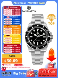 San Martin 2023 nuevo reloj de buceo para hombres NH35 reloj de pulsera mecánico automático de lujo zafiro impermeable 300m mosca cierre ajustable