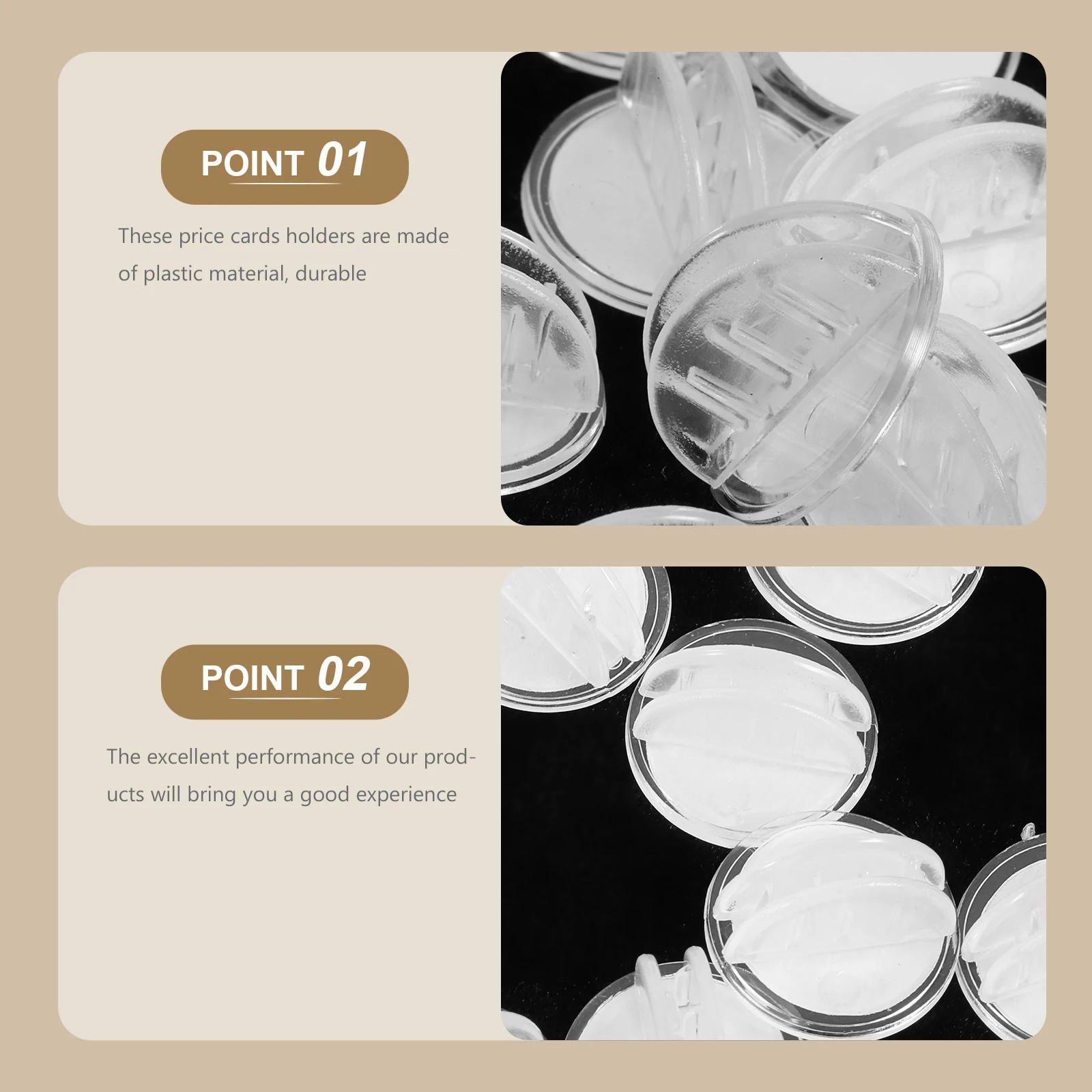 

30 Pcs Price Tag Folder Name Card Holders for Tables Small Stand Cards Commodity Place Clear Plastic Stands