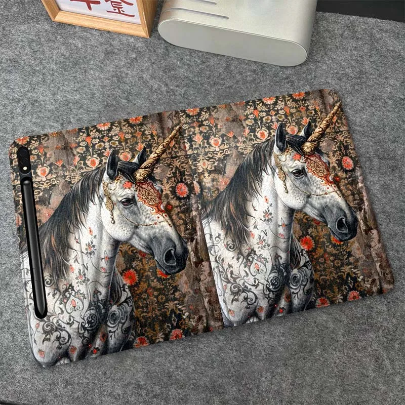 حافظة كمبيوتر لوحي بتصميم حصان ريترو لهاتف سامسونج جالاكسي تاب S7 S8 S9 S10 FE Plus Lite 11 12.4 13.1 بوصة