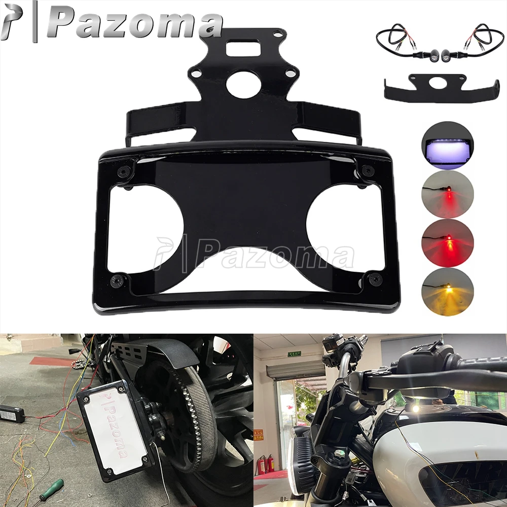 

Motorcycle LED Bullet Turn Signal Light Brake Blinker License Number Plate Bracket Holder Mount For Harley Sportster S RH1250S