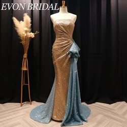 EVON BRIDAL Glitter Sequined Prom Dresses Stitching Color Sparkling Mermaid Party Gowns Strapless robe de soirée de luxe 2024