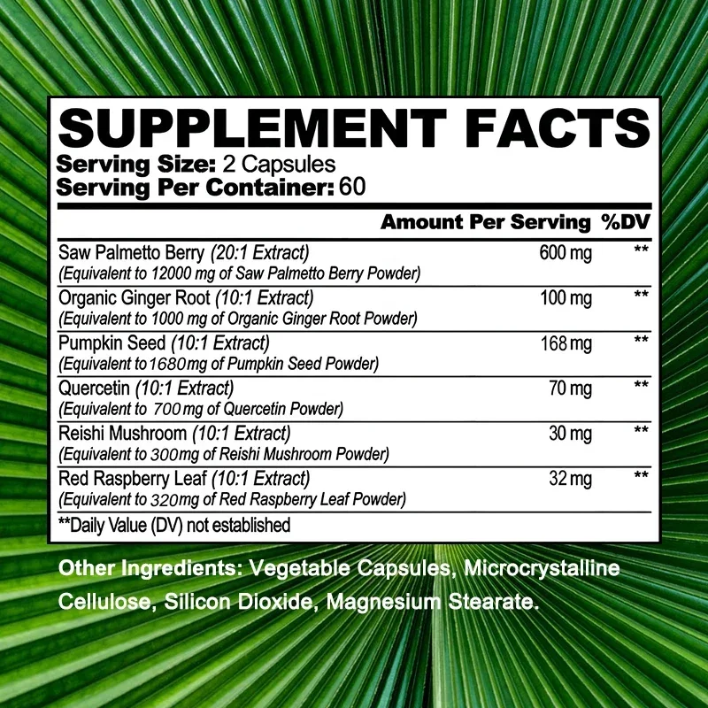 Natural Saw Palmetto - Prostate Health Support Supplement, Improves Toilet Frequency and Urgency, Promotes Healthy Hair Growth