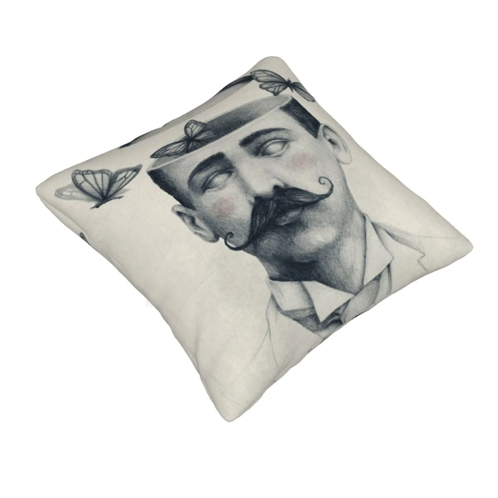 Home Sofa Car Waist Throw Pillowcase Vintage Retro Moustache Hipster Gentleman Butterfly Mind