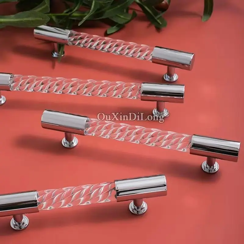 Top Luxury 8PCS Brass+Acrylic Furniture Pulls Handles Cupboard Wardrobe Closet Bookcase Dresser Cabinet Door Handles Pens