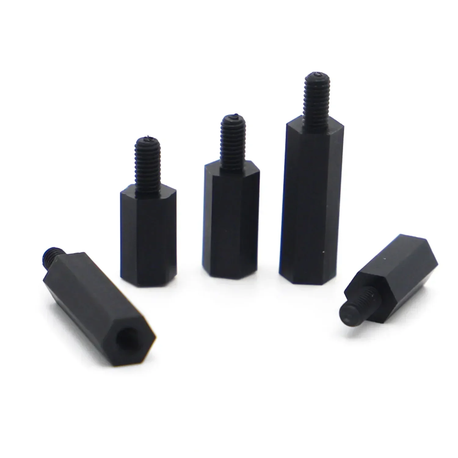 20/50pcs Male to Female Black Nylon Standoffs Hex Spacer Standoff Pillar Plastic Spacing Screw M2 M2.5 M3 M4*L+6mm