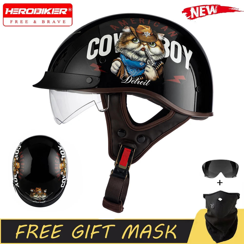 

Summer Half Helmet Motorbike Half Helmet Scooter Cycling Motorcycle Riding Helmet Men Women DOT Approved