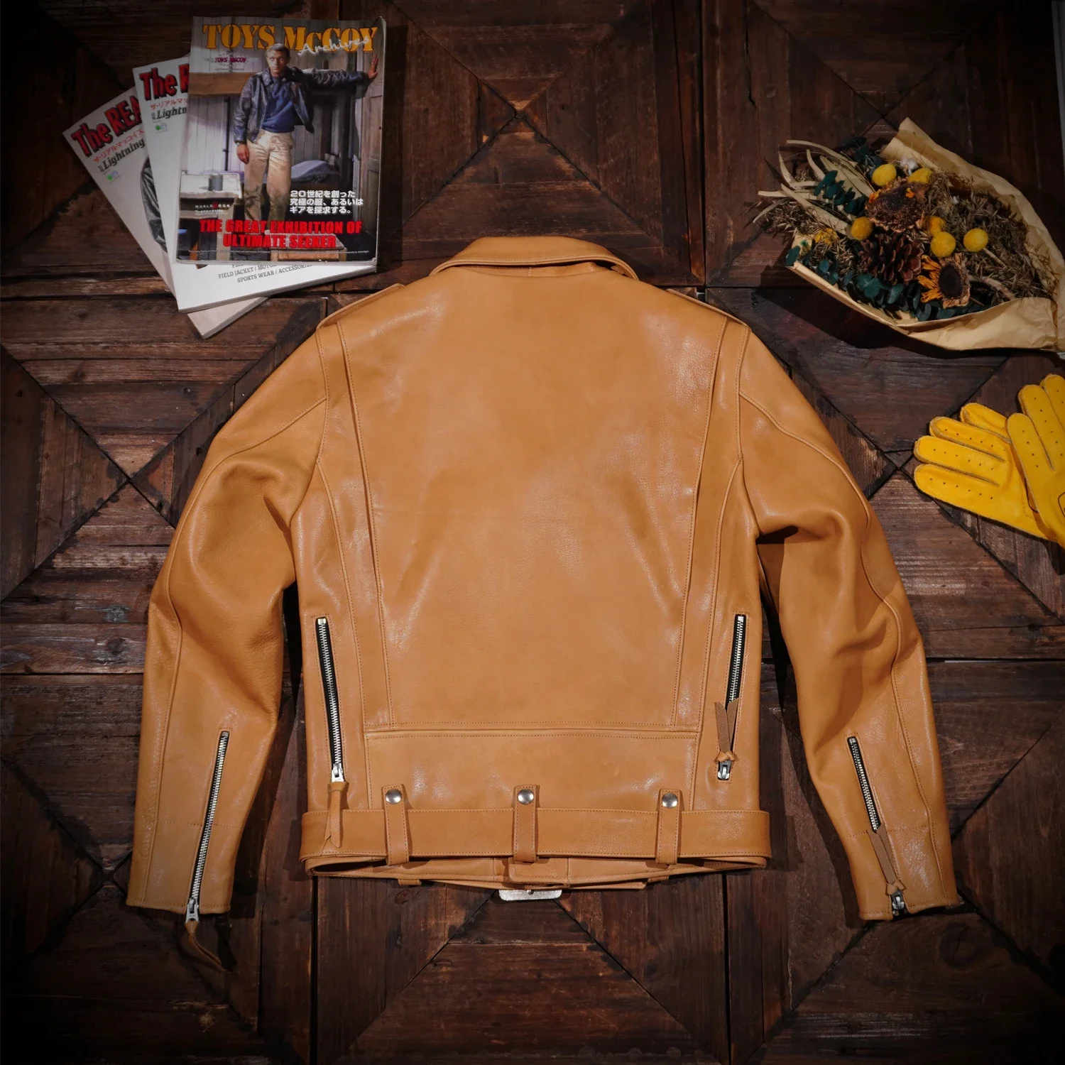 Tailor Brando Full Match American Vintage Antique Classic J24 Water Dyed Deerskin Leather Jacket Slant Pull Biker Short Uncoated