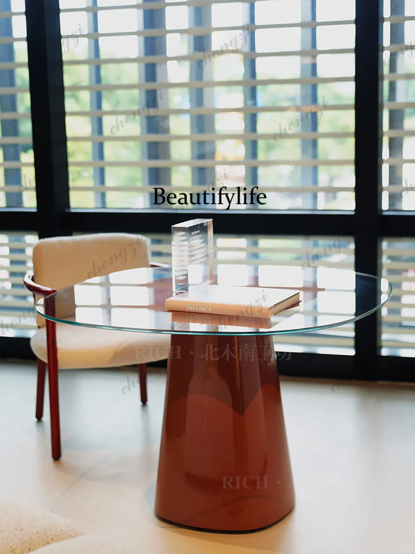 Coffee table round small dining table diameter 90 cm paint bright table