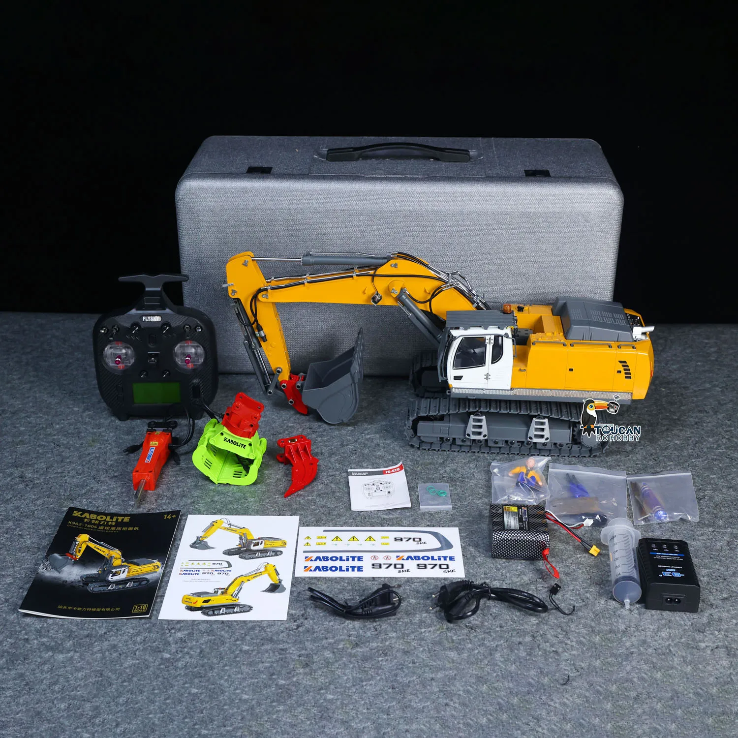 

New KABOLITE 1/18 Hydraulic K962 100S RC Excavator Remote Control Digger Truck With Claw Ripper Construction Car Machine Toys