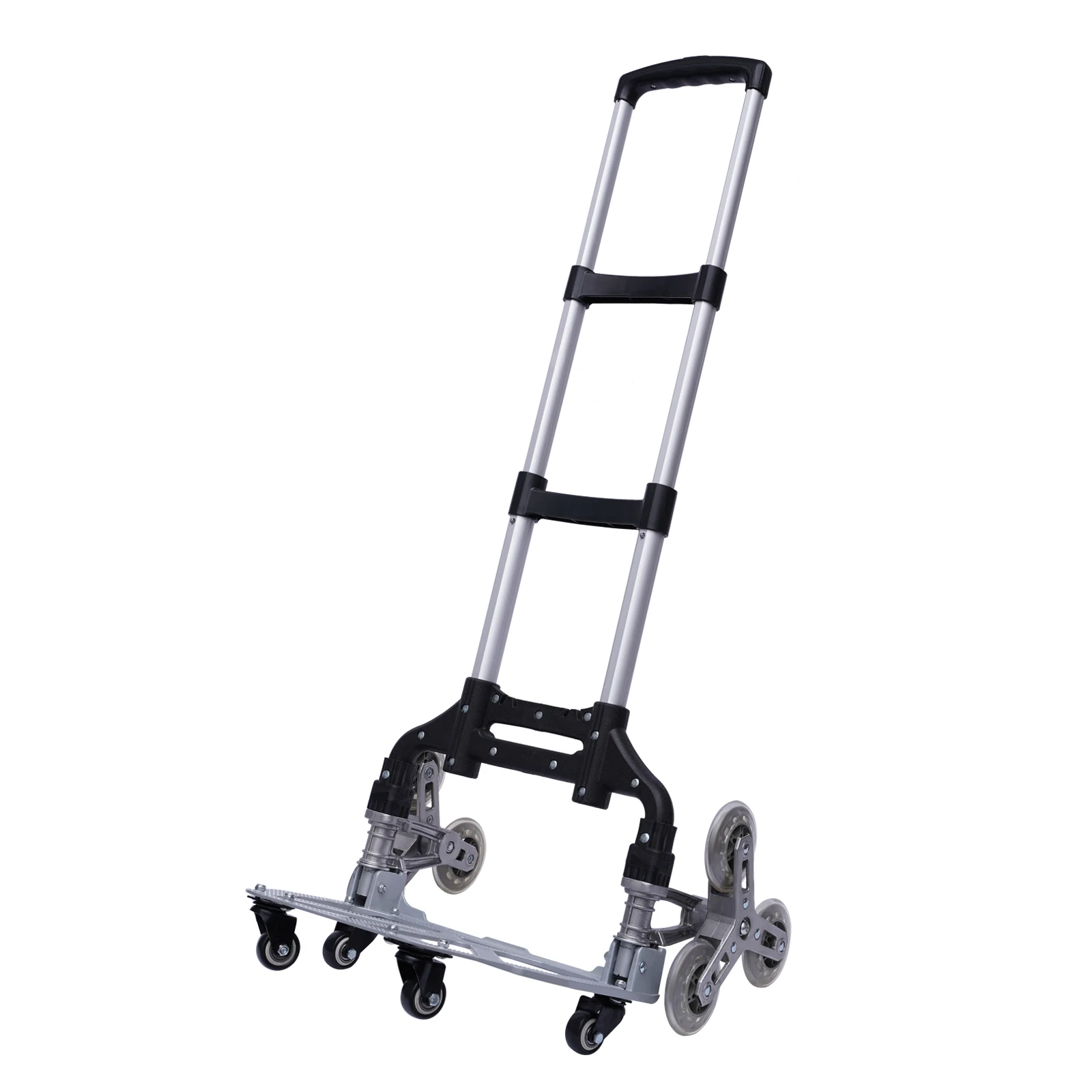 Aluminum Heavy Duty Foldable Hand Truck Luggage Transport Stair Climbing Cart with Detachable Three-Wheel Chassis Load 165lbs