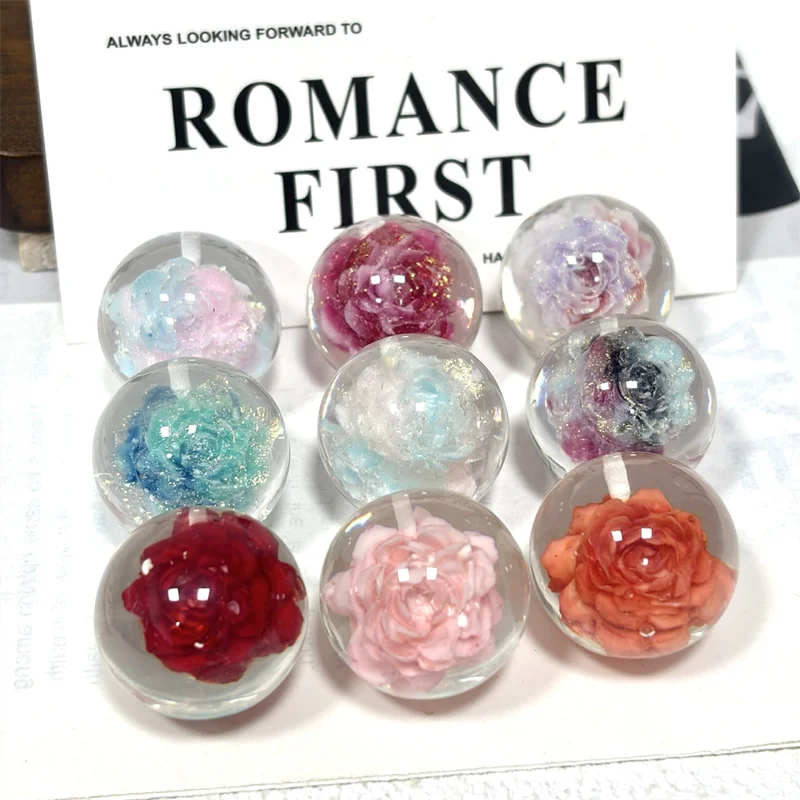 Min order 14pcs/lot 25mm color flowers core geometry rounds shape resin beads diy jewelry garment hair accessory