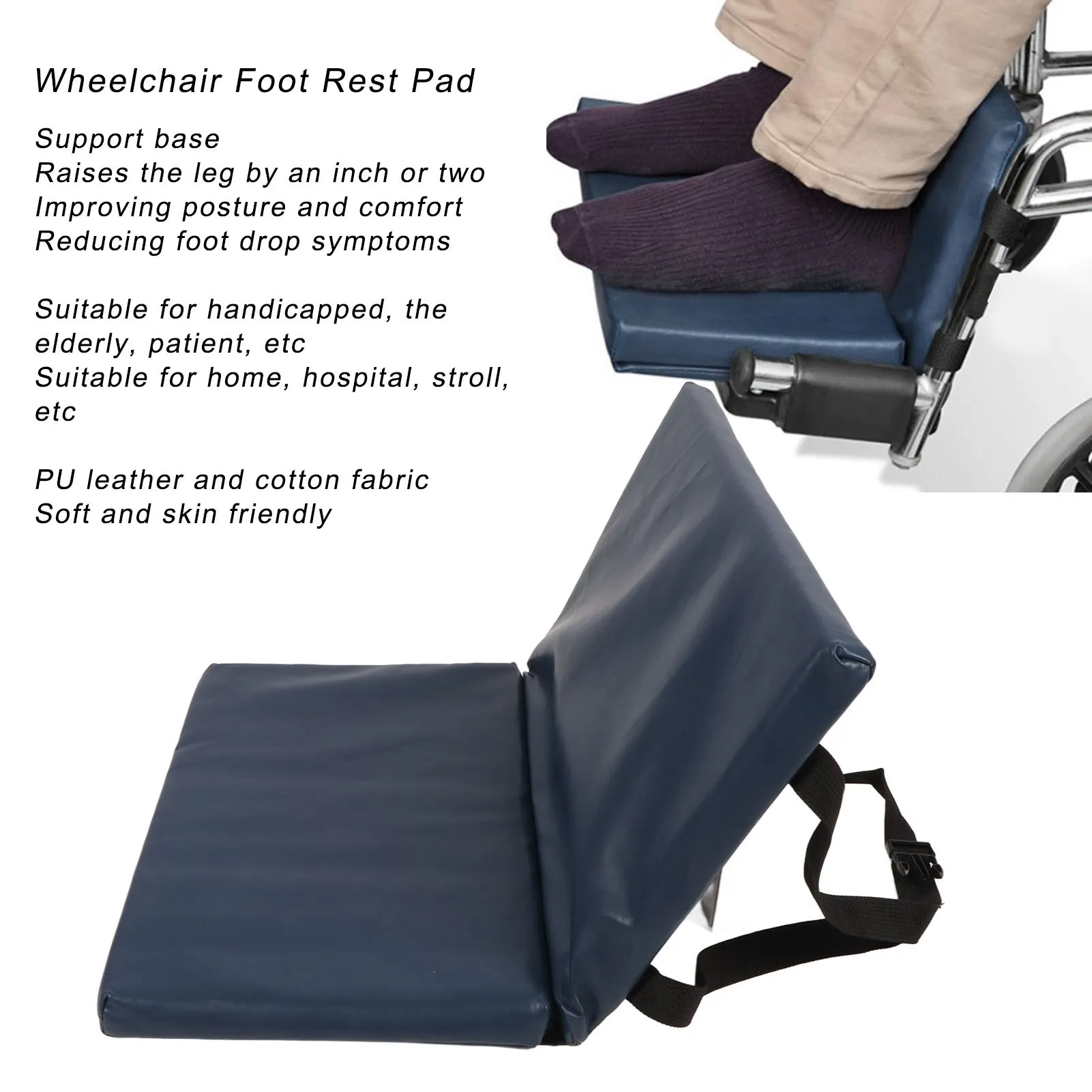 Wheelchair Leg Cushion Wheelchair Foot Rest Extender Elevating Pad PU Wheelchair Leg Pad Protector with Quick Release Strap