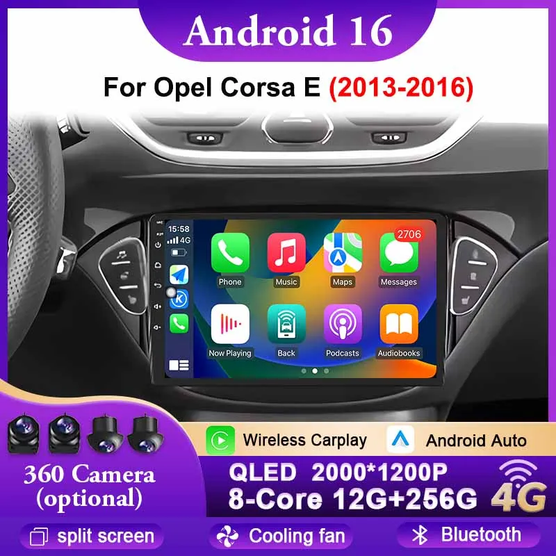 

Автомобильный радиоприемник Carplay Android 16, для Opel Corsa E 2013-2016, навигация, GPS, мультимедийный плеер, стерео видео, Wi-Fi, 4G, Bluetooth DSP