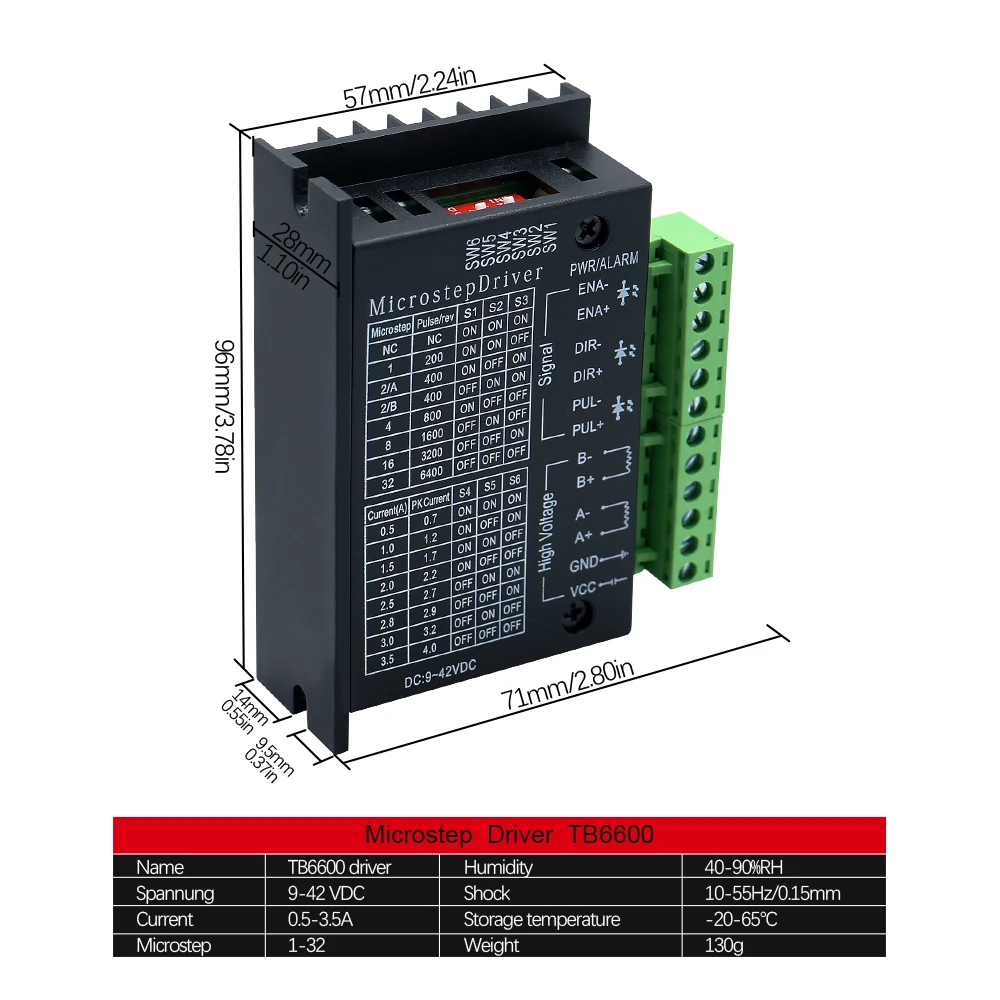 Microstep Motor Driver TB6600 Suitble for 42 57 Stepper Motor Nema17 Nema23 Supply Voltage 9-42V DC