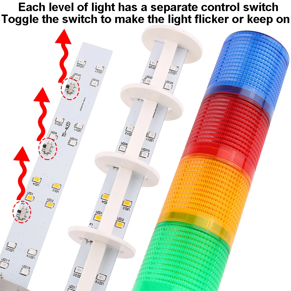 Industrial Multilayer Stack light LED Signal Alarm Warning Steady/Flash for Machinery Tower caution DC12V24V lamp LTA AC110V220V