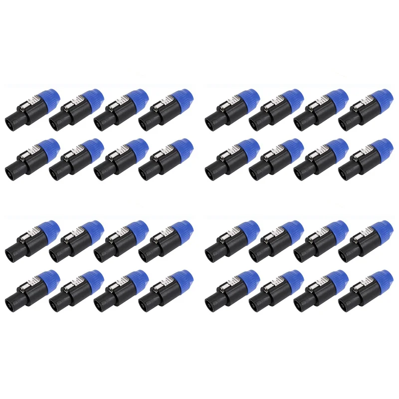 32 Pack Audio Cable Adapter Connectors, 4 Pole Audio Speaker Plug Twist Lock Compatiable With Speakon NL4FC, NL4FX-TCES