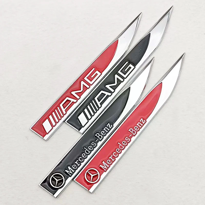 

2pcs 3D Metal Car Fender Side Wing Mercedes AMG Logo Emblem Badge Sticker For Mercedes Benz AMG B C E G Class GLB GLC GLK GLE