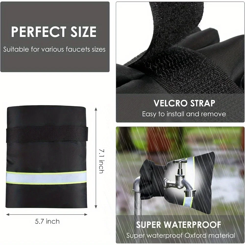 6PCS Faucet Cover for Winter Freeze Protection, Spigot Cover with Reflective Strips, Outside Faucet Cover for Cold Weather