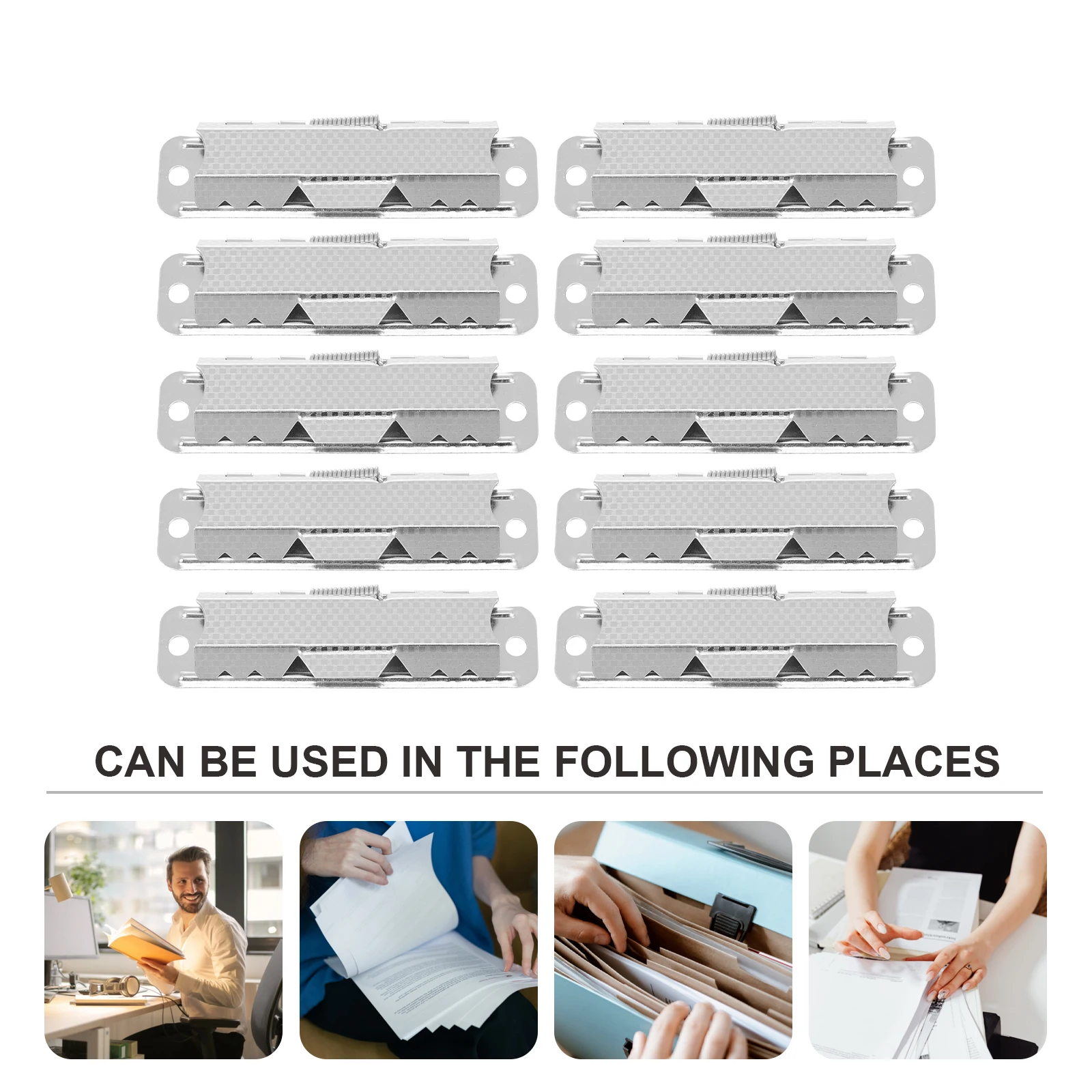 

10 Pcs File Folder Zinc Alloy Clips Heavy Office Metal Document Clipboard Clamp