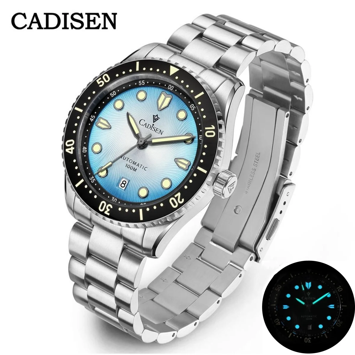 CADISEN Luxury Men Automatic Watches Japan MIYOTA 8215 Movt Sapphire Crystal 100M Waterproof Luminous Mechanical Wristwatch