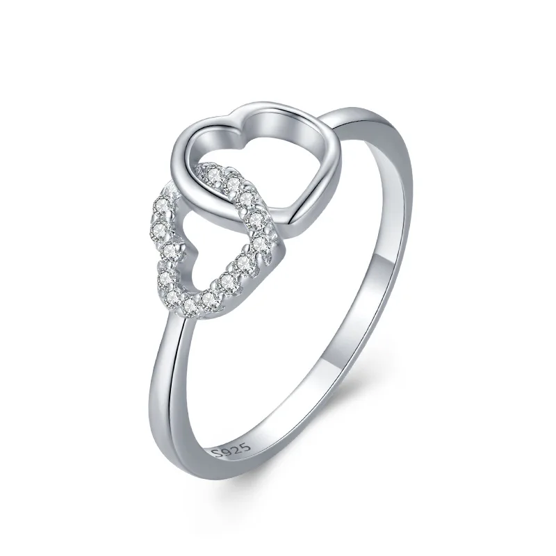 

Dainty Design Zircons Joya De Plata Hearts Jewelry Women 925 Sterling Silver Jewellery Luxury Rings for Women