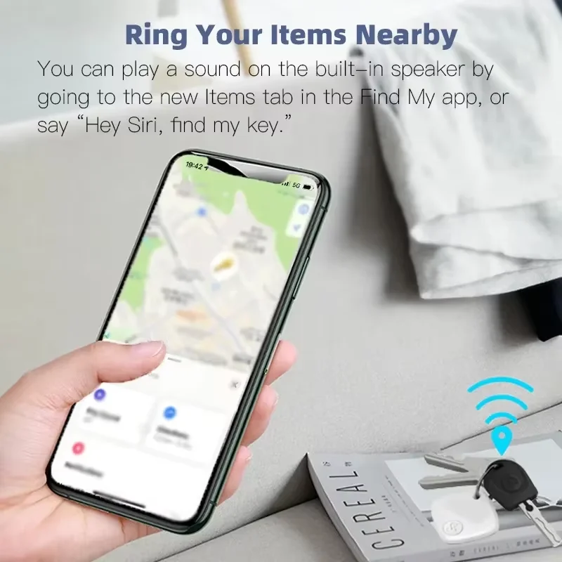 Mini Smart Bluetooth GPS Tracker Tag Compatible with Apple Find My iOS MFi Finder Item Locator for Key Luggage Backpack
