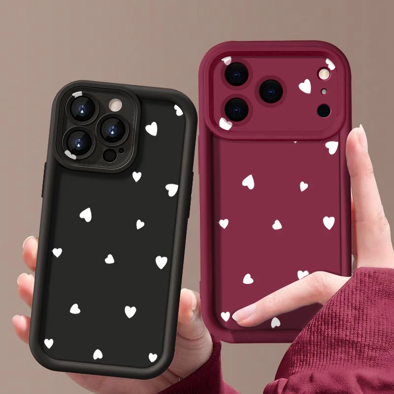 Small Heart Printed Soft TPU Phone Case For iPhone 18 17 Pro Max 17e 16e 16 15 14 Pro Max 13 Pro Max Shockproof Silicone Cover