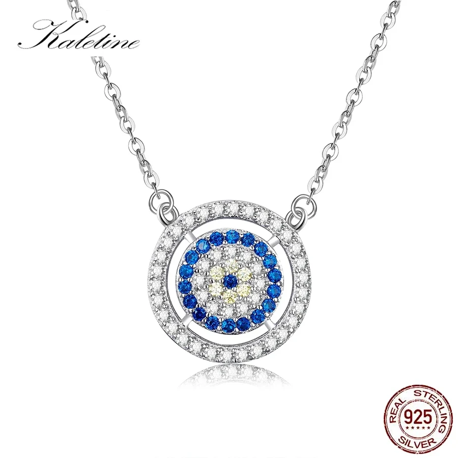 KALETINE Evil Eye Necklace Women Fashion 925 Sterling Silver  Blue Main Stone Lucky Necklace Turkey Jewelry Making