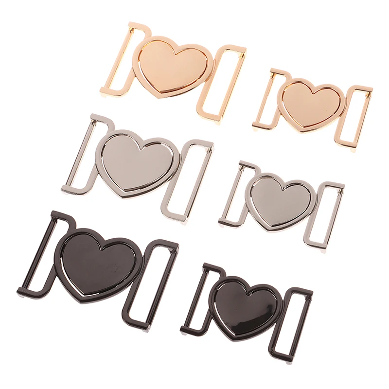 Metal Alloy Heart Buckle Gold Sliver Black Decorative Belt Buckle 30/40mm Fastener For Coat Leather Craft Backpack Strap Webbing