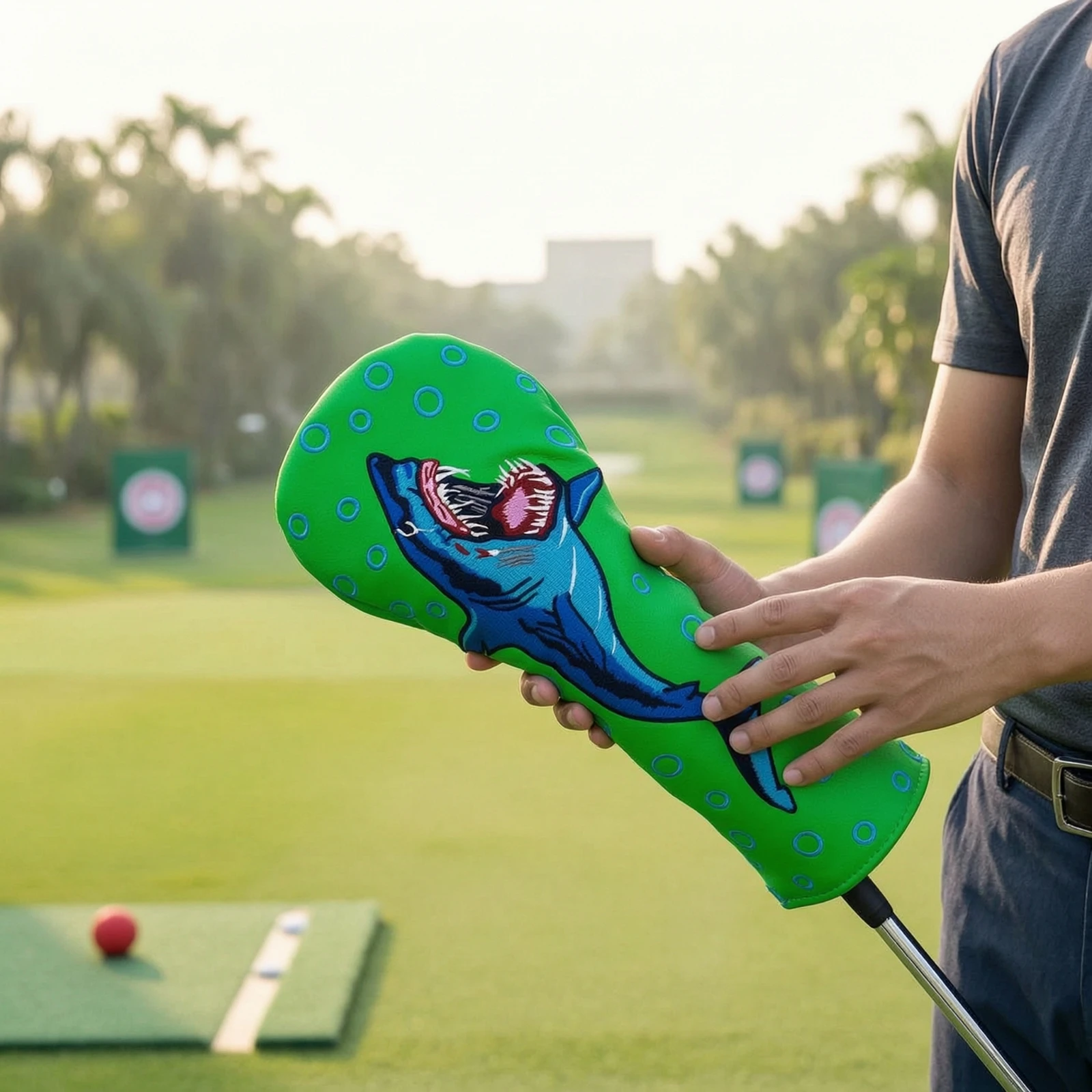 Housse de tête de club de golf avec broderie requin, housse de driver imperméable, housse de tête de club de golf en bois, articles de sport durables