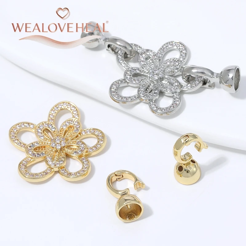 18K vergoldeter Messing-Blumenperlen-Verbinder, Mikro-Pavé-Zirkonia für DIY-Armband- und Halsketten-Schmuckherstellung. – Detail 17